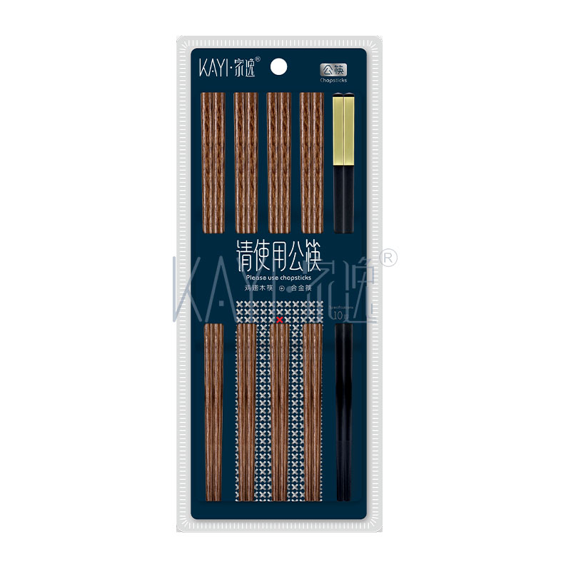 JY3163 公筷（鸡翅木+合金筷）简欧
