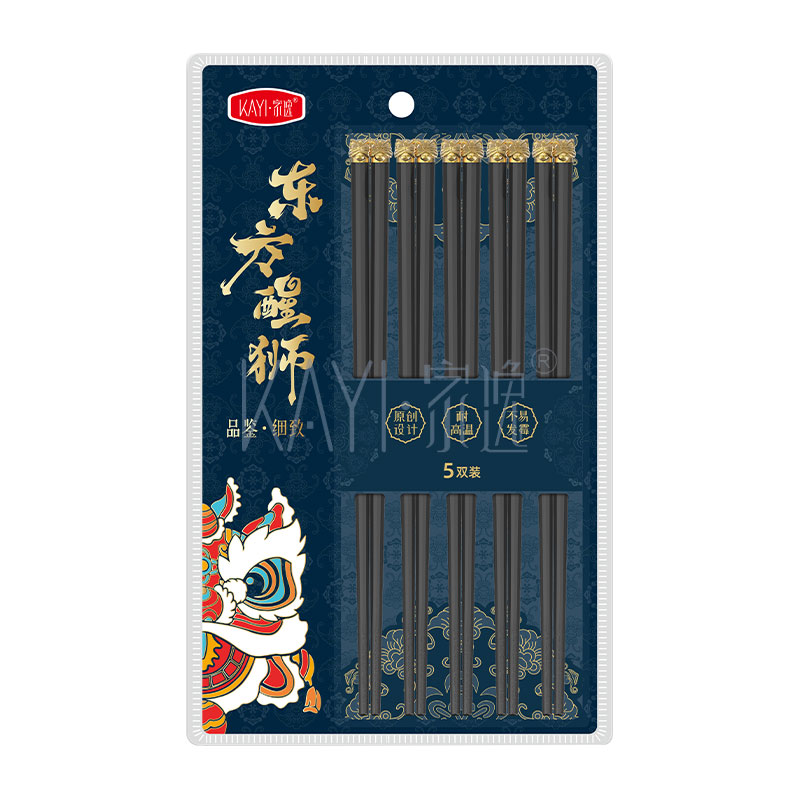 JY4463 合金筷(东方醒狮5双)宽版