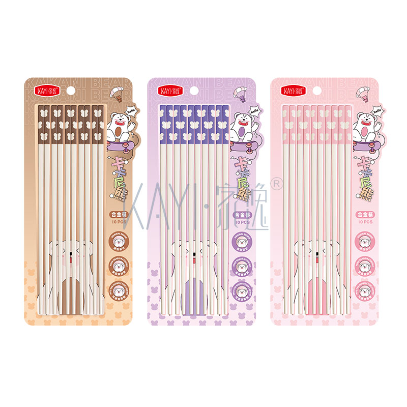 JY4478 卡卡尼熊合金筷（10双）